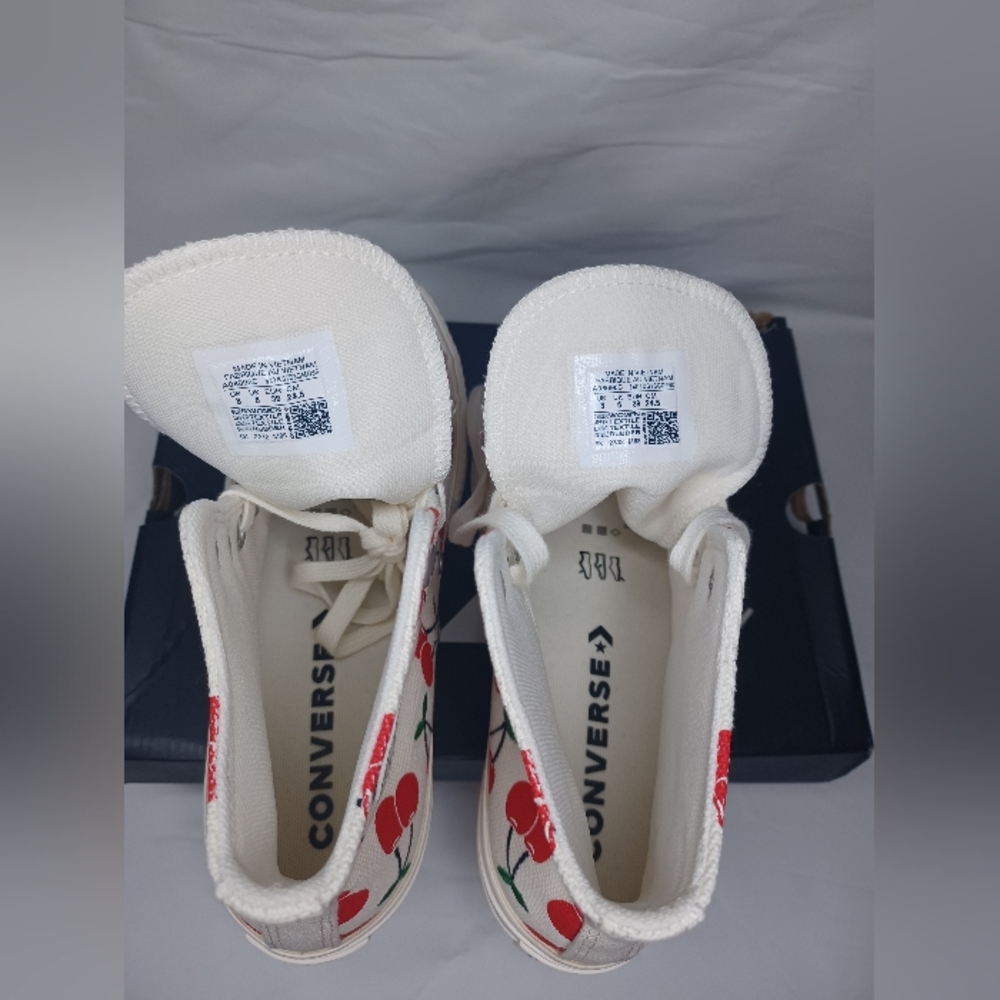 Converse Women's White and Red High-Top Sneakers - Picture 7 of 11